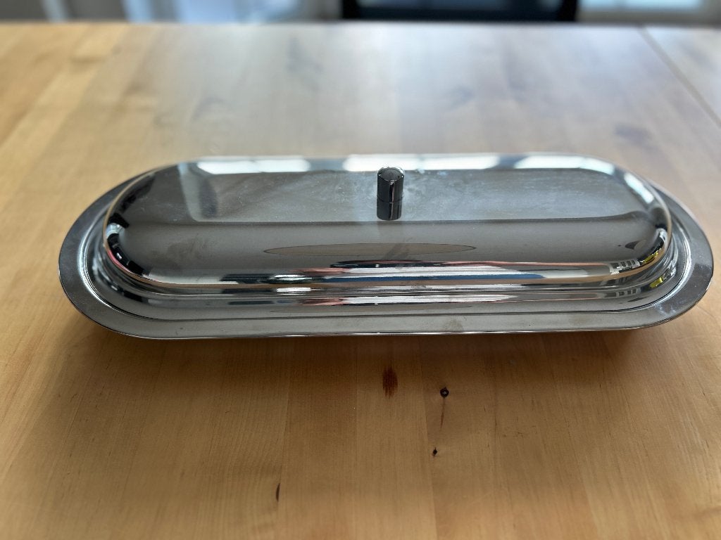 Plat en inox, Maison & Meubles, Avec couvercle, Enlèvement, Comme neuf, Inox