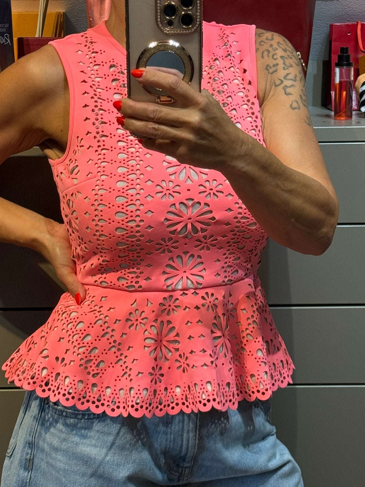 Manoush Top koraalvloeistof T36 laser, Kleding | Dames, Ophalen of Verzenden, Zo goed als nieuw, Goud