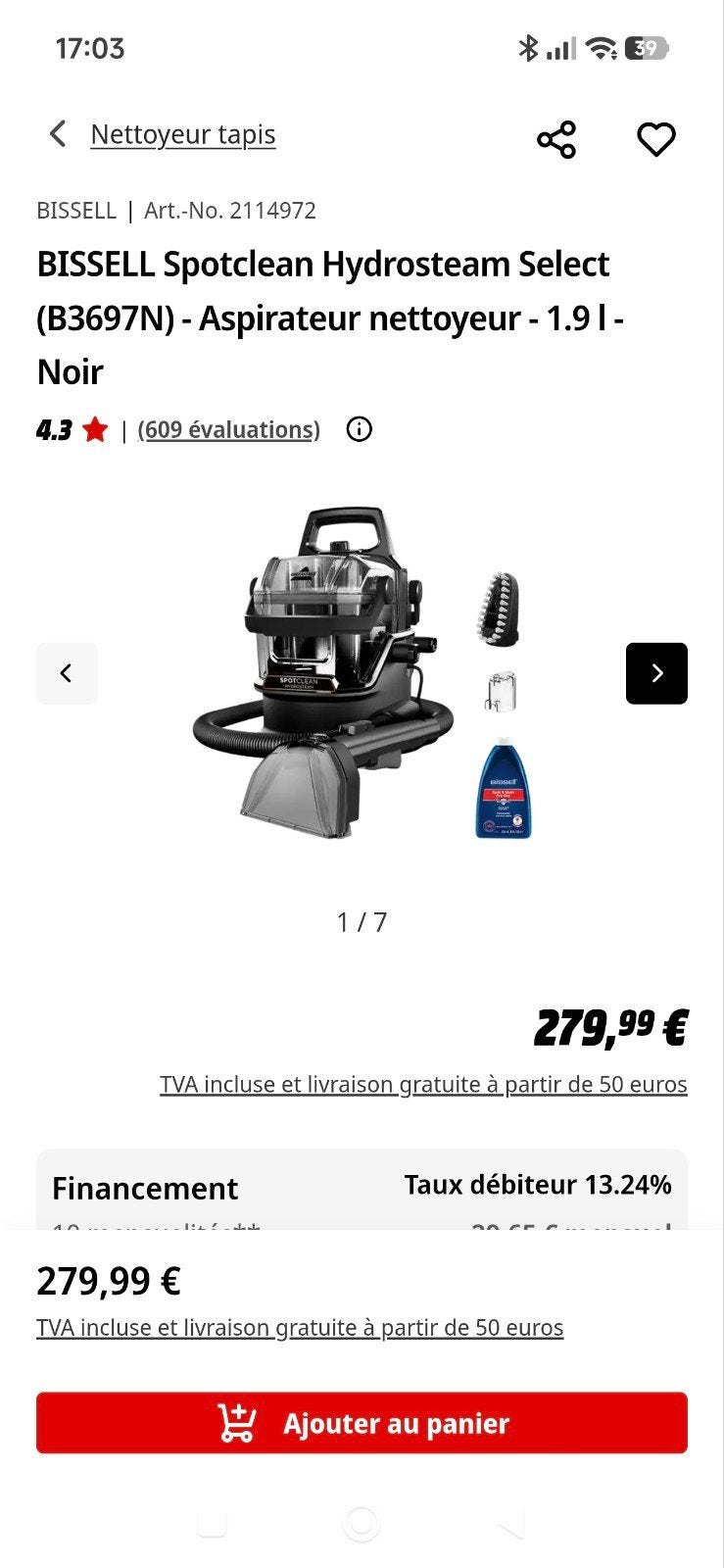 Tapijtreiniger: Bissel Sportclean Select, Elektronische apparatuur, Ophalen of Verzenden, Nieuw, Reservoir, Combi-reiniger