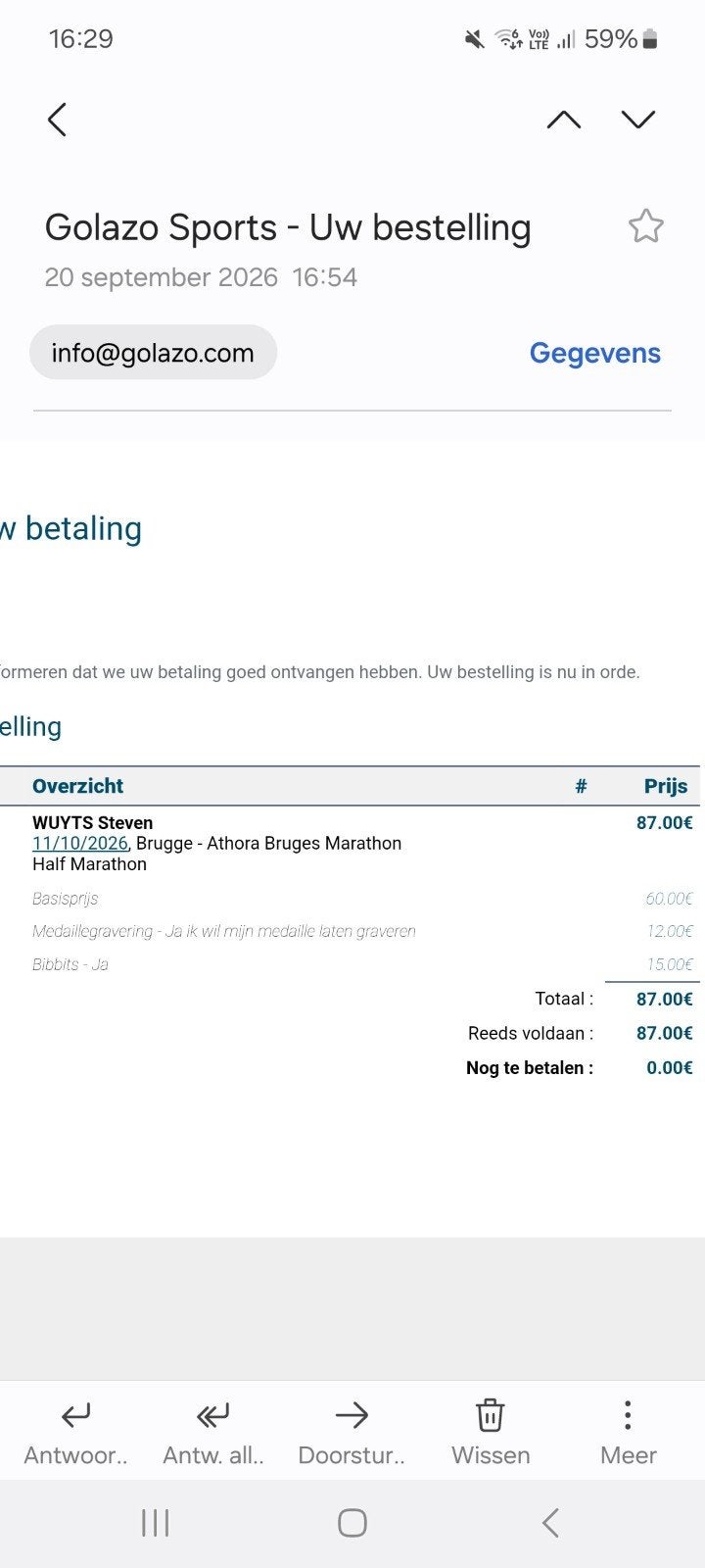 Brugge Athora half marathon 11/10/26 met medaille gravering, Tickets & Billets