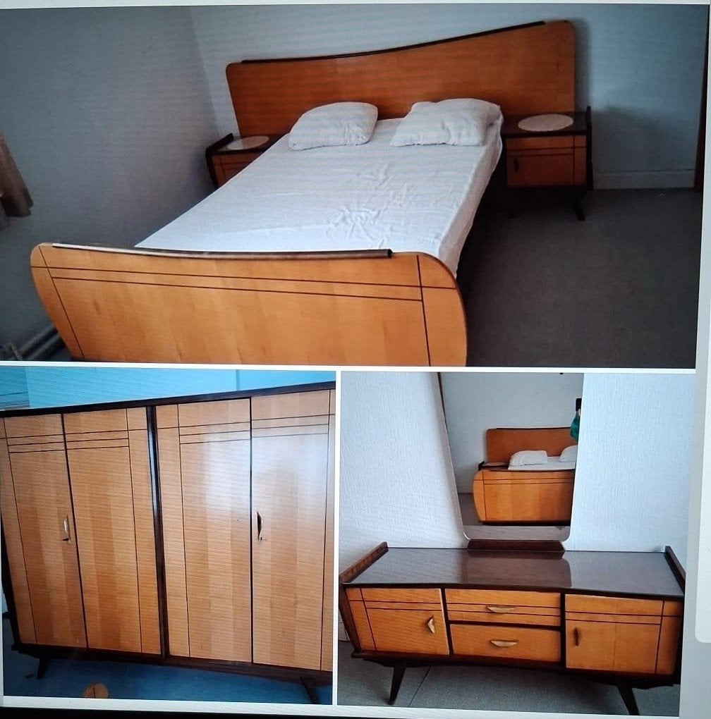 Antieke slaapkamer (gratis af te halen), Huis en Inrichting, Ophalen, Gebruikt, Tweepersoons, Retro