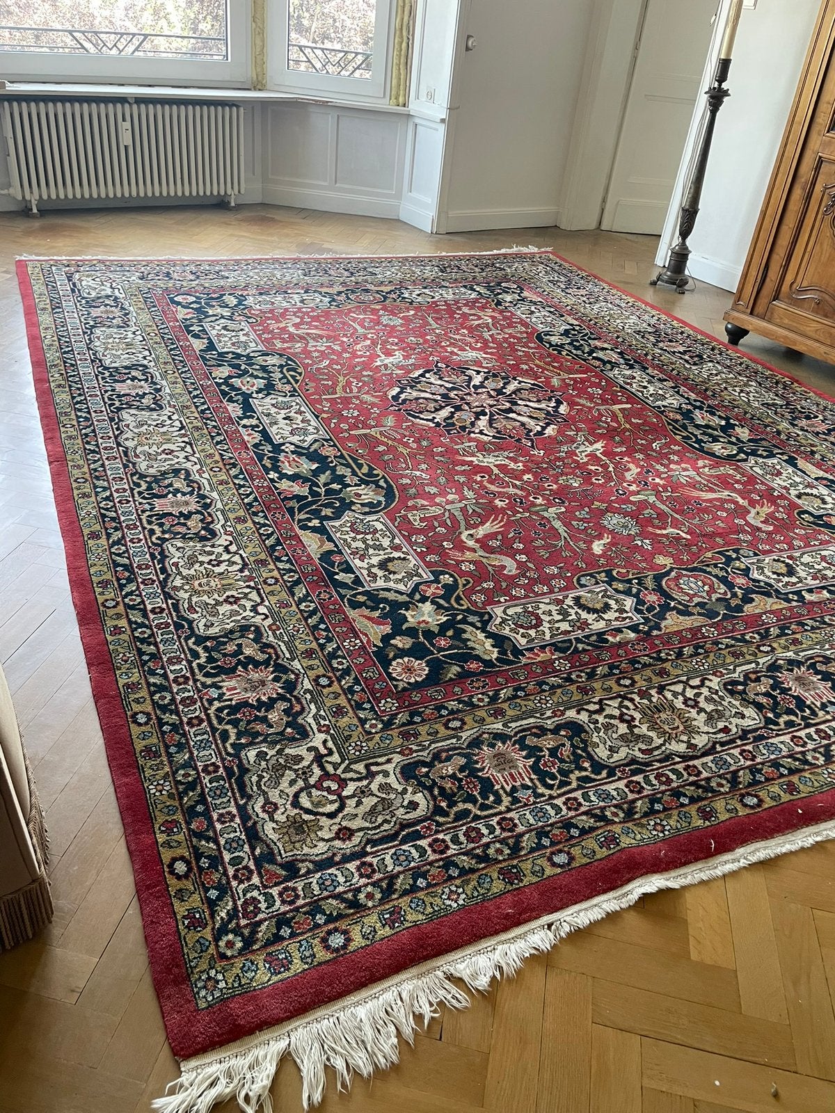 GRAND TAPIS PERSAN TRADITIONNEL (3m x 4m), Enlèvement, Utilisé, Rouge