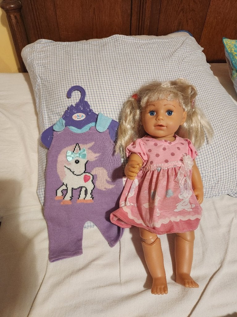Zapf baby born pop sister met extra broekpak 4,50 euro, Ophalen of Verzenden, Babypop