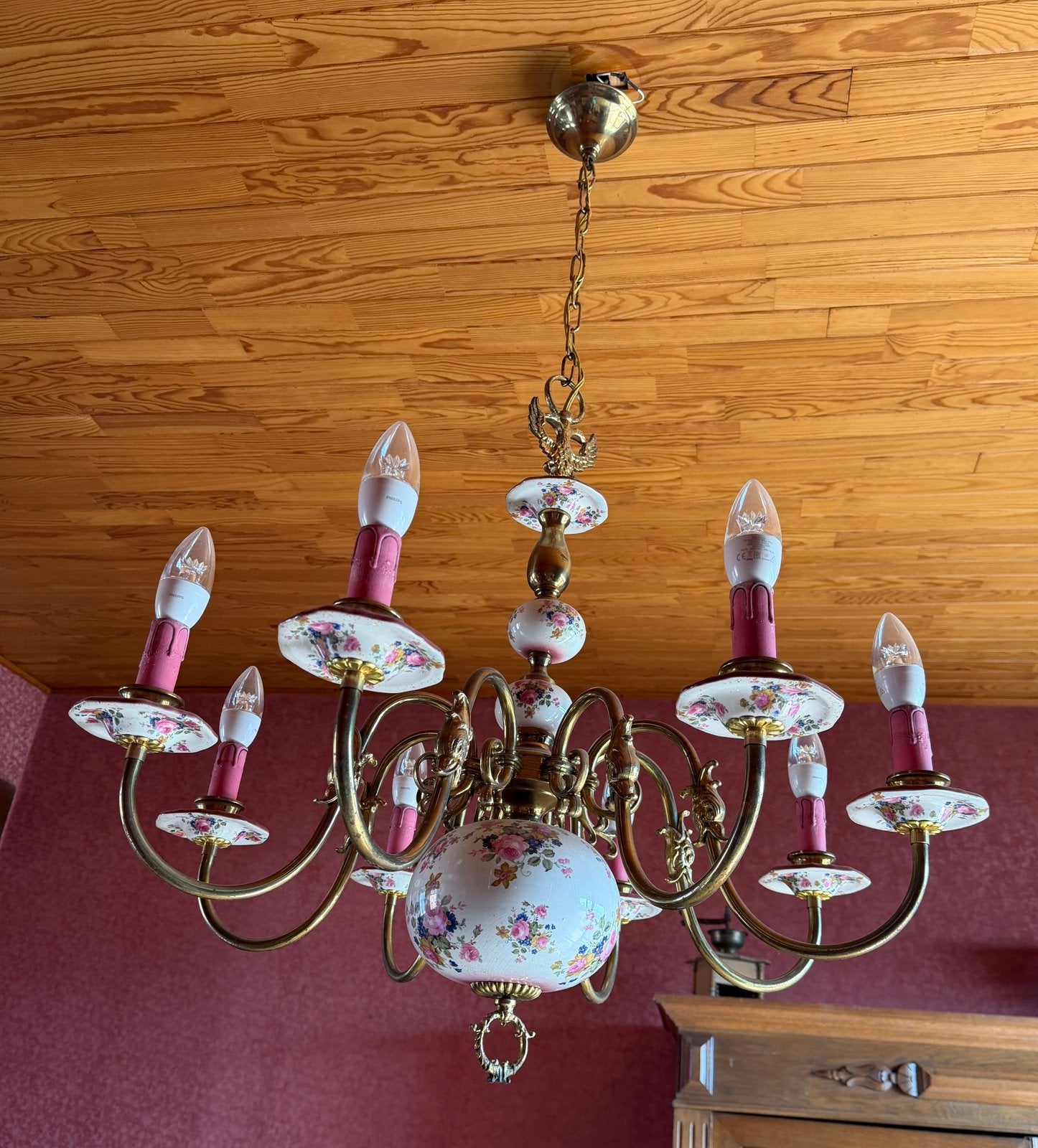 Lot de deux lustres anciens - 8 lampes., Enlèvement, Utilisé