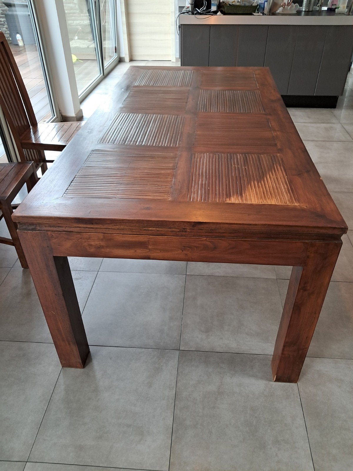 Table en Teck et bambou, Maison & Meubles, Enlèvement ou Envoi, Teck