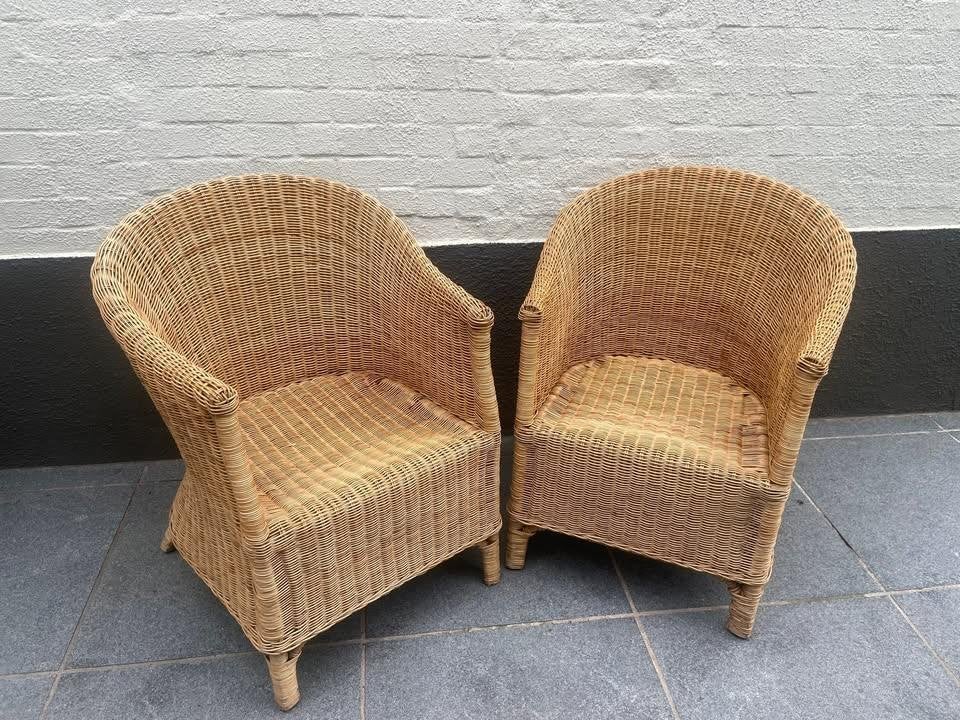 2 rieten zeteltjes, Huis en Inrichting, Ophalen, Gebruikt, Eenpersoons, Riet of Rotan