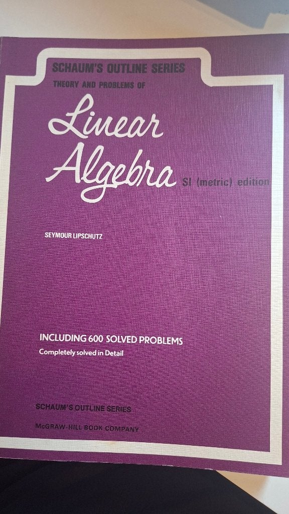 Linear Algebra Schaum's Outline Series SI (metric), Boeken, Ophalen of Verzenden, Zo goed als nieuw, Hoger Onderwijs, Schaum's outline series
