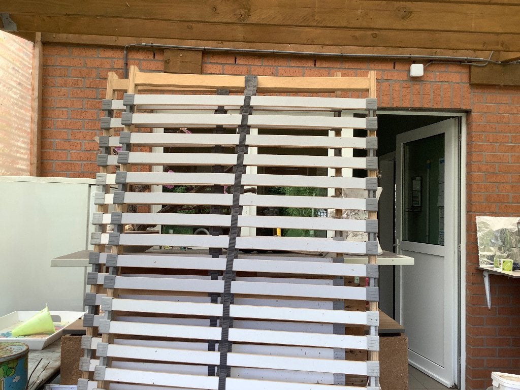 Sommier de lit a lattes, Beige, Comme neuf, 200 cm, Bois