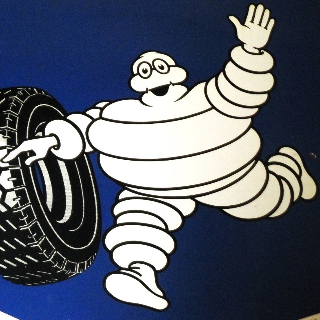 plaque émaillée michelin  2 faces, Collections, Enlèvement, Utilisé