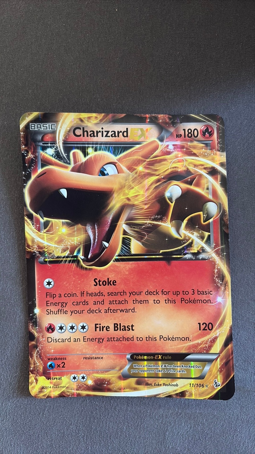 Grote pokemonkaart charizard, Ophalen, Zo goed als nieuw, Losse kaart, Foil