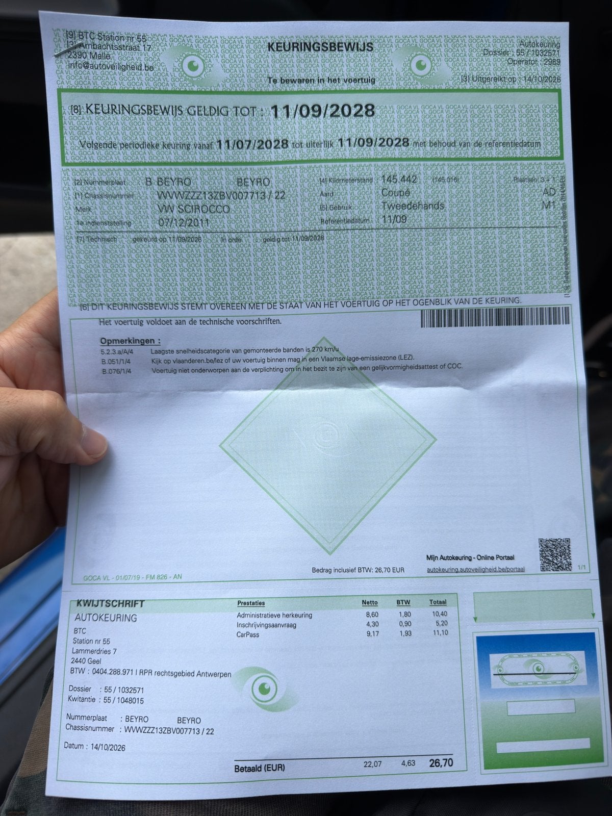 Vw Scirocco – Blanco gekeurd Car-Pass new voorbumper gekocht, Autos, Achat, Boîte manuelle, Noir, Tissu