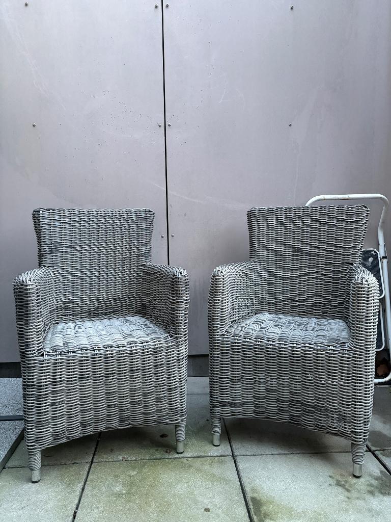 Tuinstoelen rotan Bristol grijs, Tuin en Terras, Tuinstoelen, Ophalen, Gebruikt, Rotan, Stapelbaar