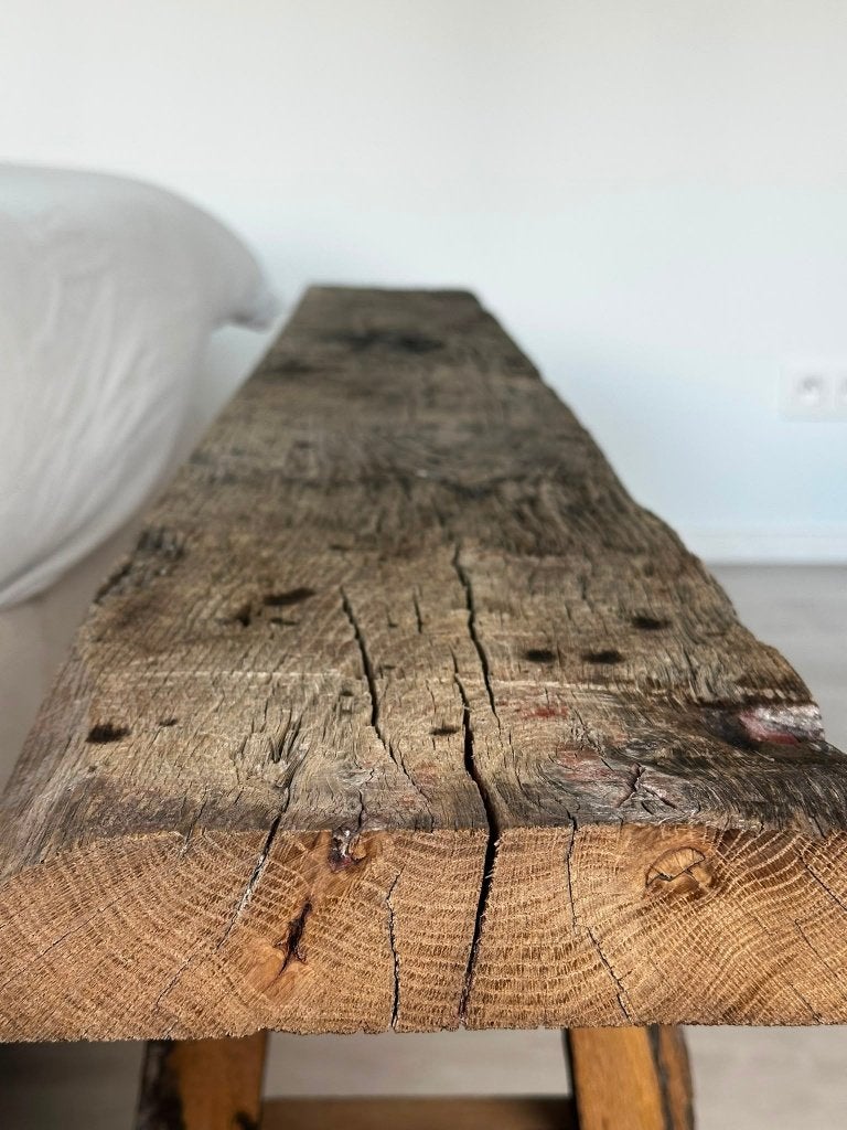 Rustiek eiken bankje – massief hout, Ophalen, Nieuw