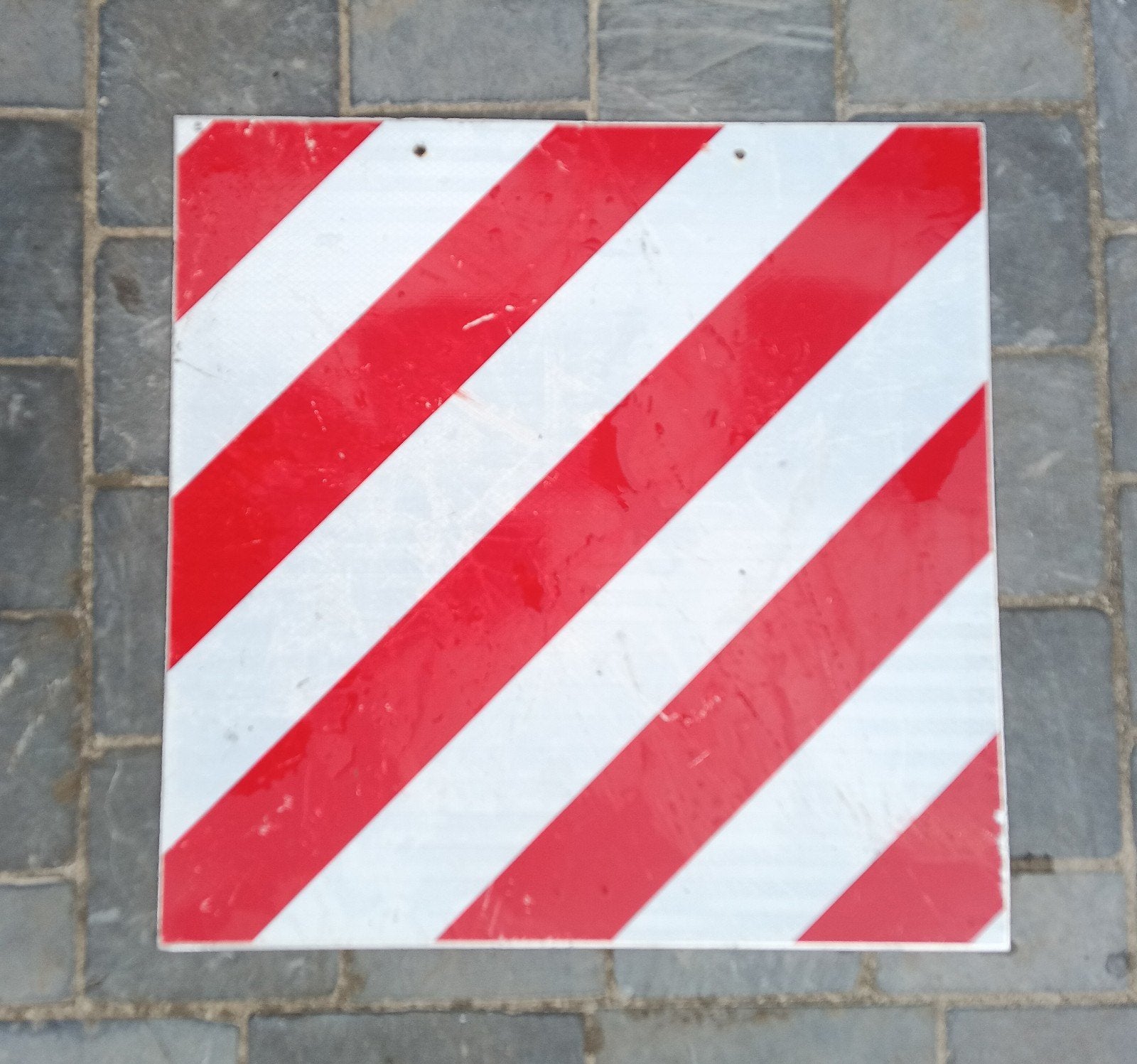 Rood-wit signalisatiebord aanhangwagen lange lading 50x50 cm, Ophalen, Gebruikt