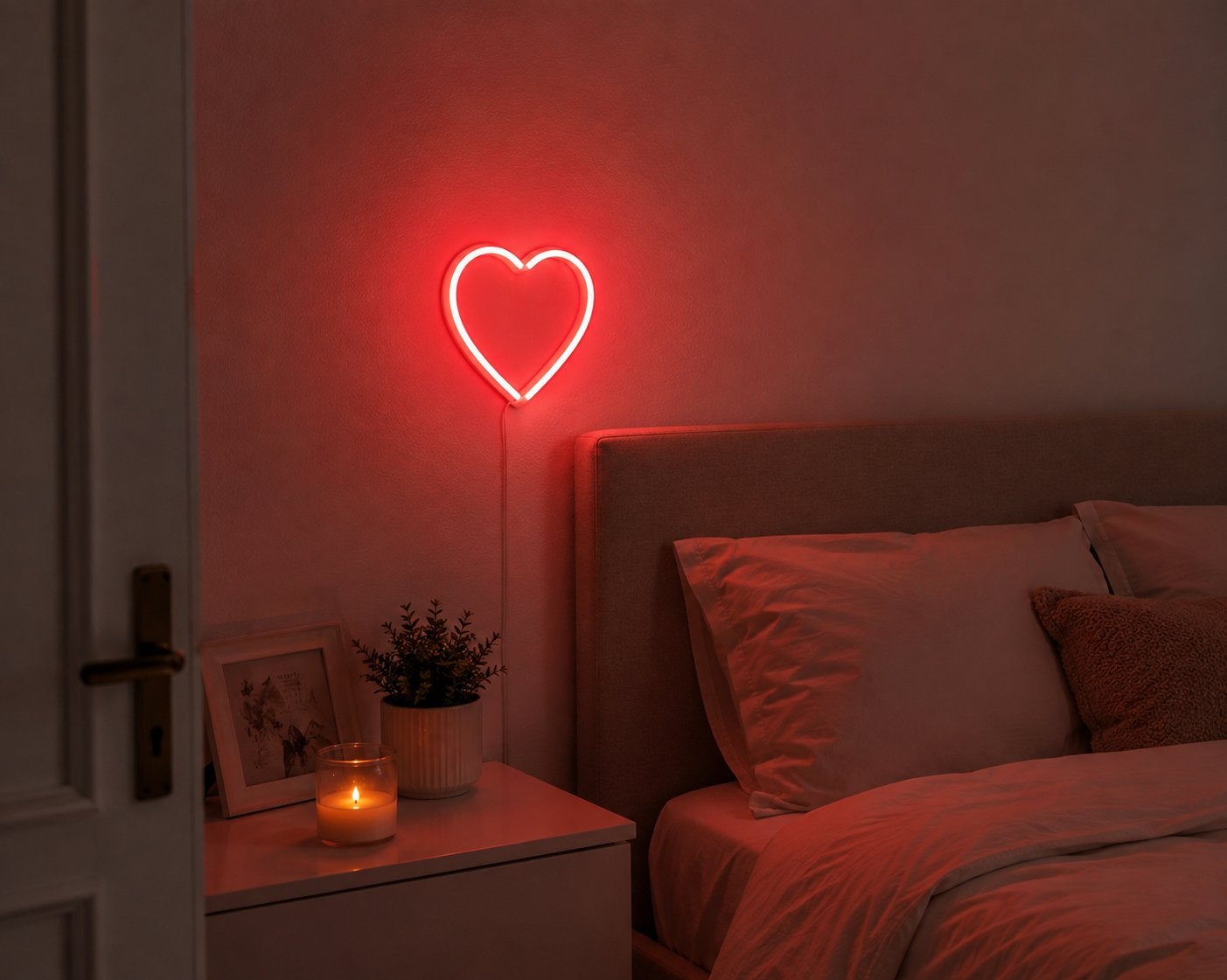 Lampe néon LED Valentine - 220V ou 3 AA - ️ décoration rétro, Enlèvement ou Envoi, Comme neuf, Panneau publicitaire