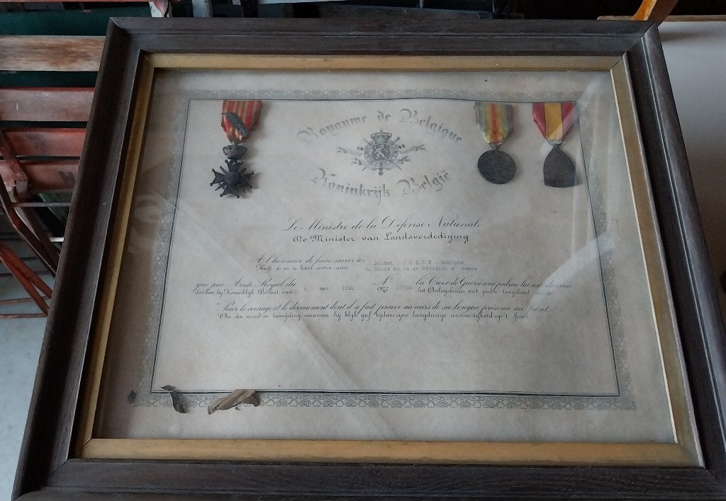 Kader met oorlogskruis 1922 Adolphe Coene, Verzamelen, Ophalen of Verzenden