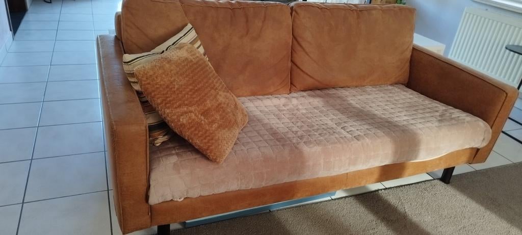 Cognac kleur zetel 186 cm breed, Enlèvement, Cuir