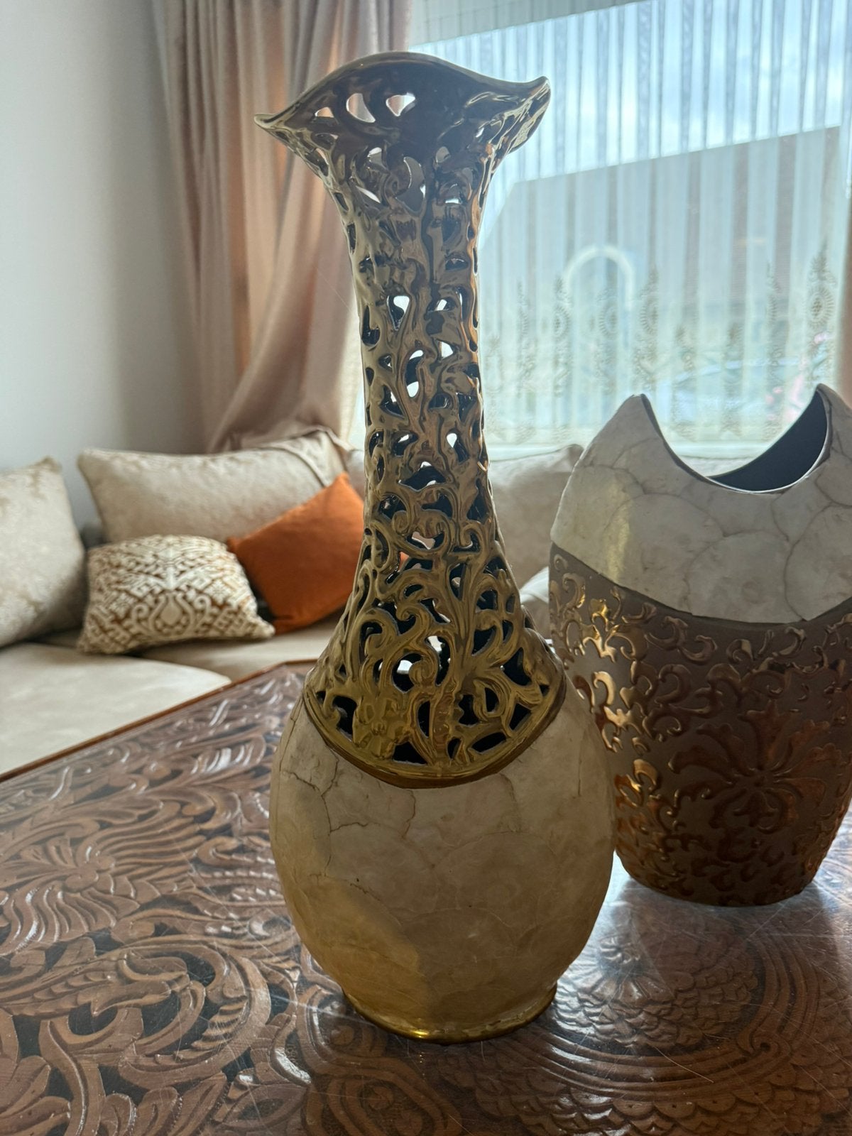 2 vases, Enlèvement, Comme neuf, Doré