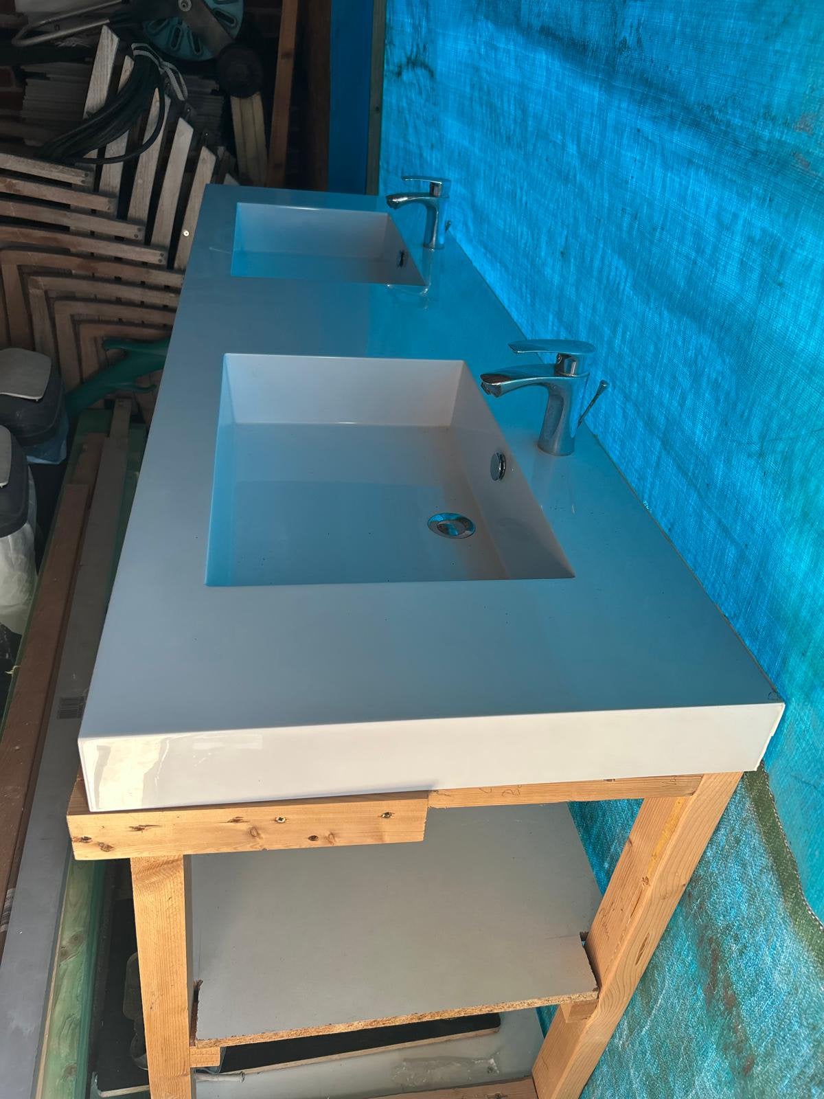 Composieten  wastafel 180 cm op 55,50 cm, Huis en Inrichting, Badkamer | Badkamermeubels, Ophalen, Zo goed als nieuw