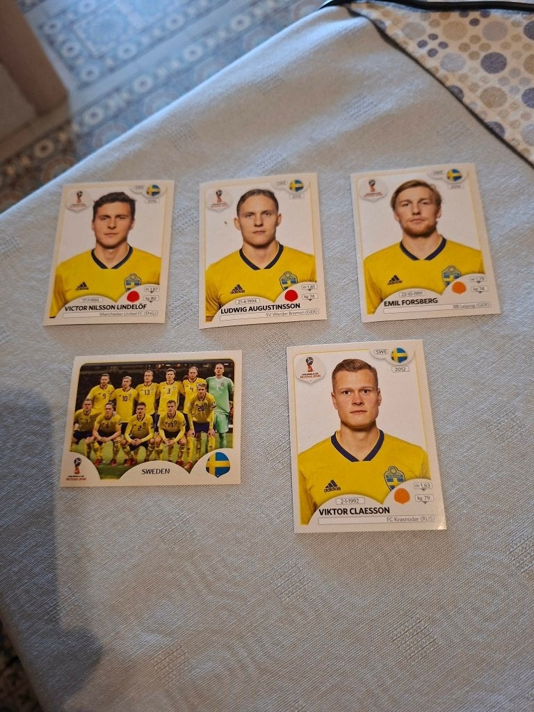 Panini / 5 Stickers / Zweden / FIFA World Cup 2018, Collections, Enlèvement ou Envoi, Neuf, Affiche, Image ou Autocollant