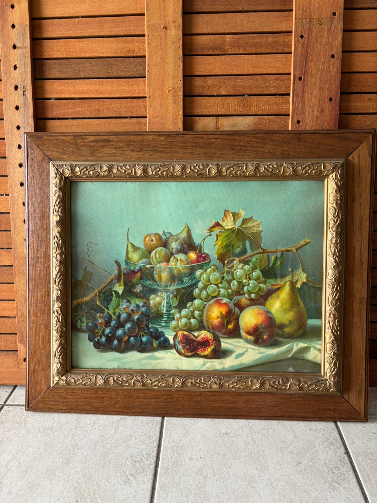 kunstdruk van een klassiek stilleven met fruit, Antiek en Kunst, Ophalen, Klassiek, Stilleven
