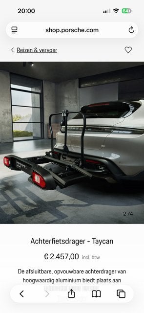 Origineel Fietsrek Porsche Taycan, Ophalen, Nieuw, Fietsendrager-accessoire, Brede banden