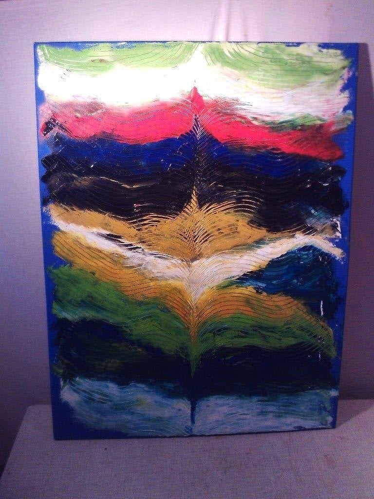 Mooi Abstract Geschilderd Werk 'Kleurige Massa' - 80x60, Antiek en Kunst, Ophalen of Verzenden