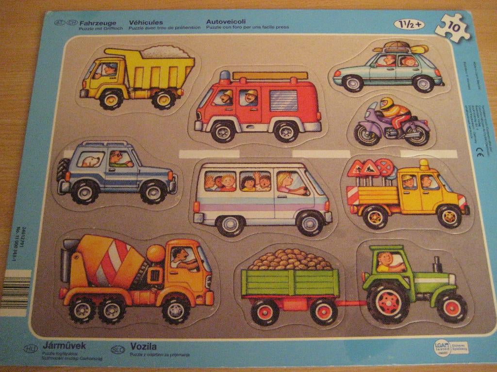 Puzzle de formes avec poignée pour doigts - Véhicules, Enlèvement ou Envoi, 10 à 50 pièces, Comme neuf, 0 à 6 mois