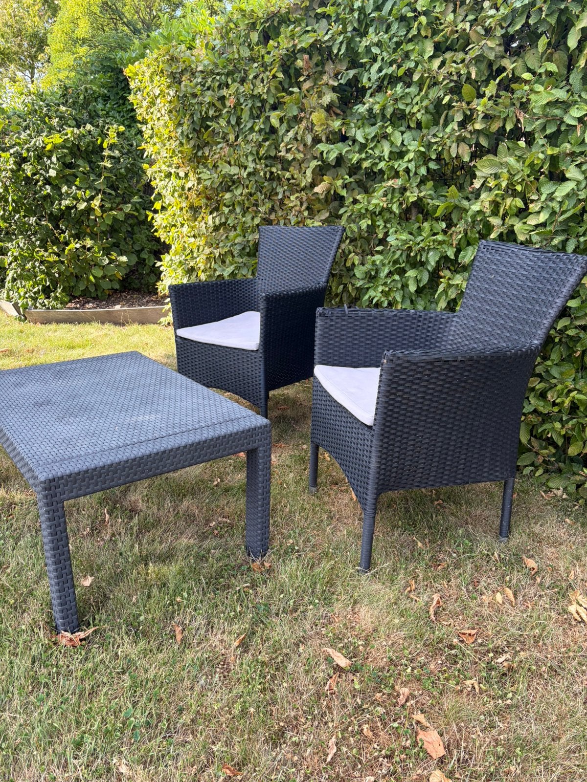 Lot de 2 fauteuils gris anthracite et table, Salons de jardin, Enlèvement, Utilisé, Autres matériaux