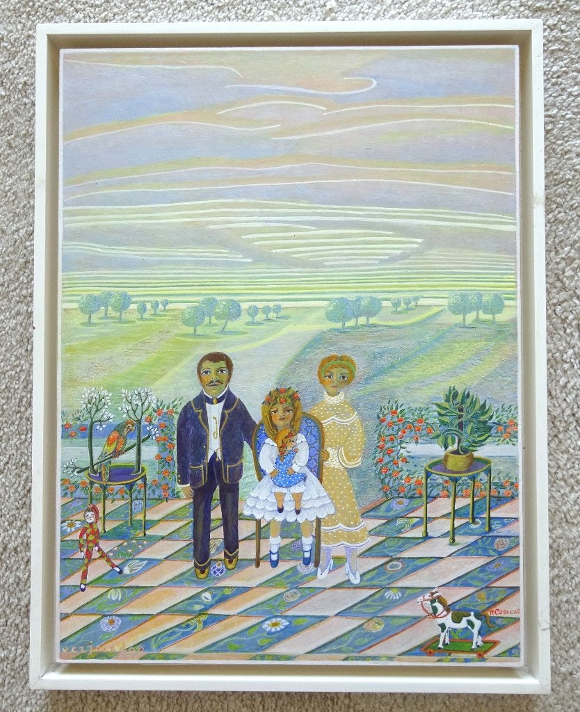 Rachel Convent, Naïeve kunst, Verjaardag, 48 x 36 cm, Antiek en Kunst, Kunst | Schilderijen | Modern, Hout, Ophalen of Verzenden