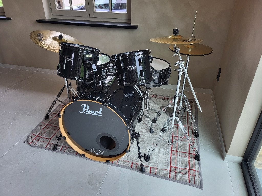 Drumstel Pearl vision birch - Paiste cymbals - nieuwe vellen, Muziek en Instrumenten, Drumstellen en Slagwerk, Ophalen, Zo goed als nieuw