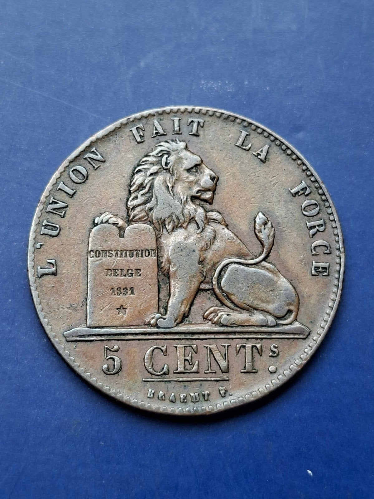 Zeldzame 5 Centimes uit 1853 Leopold I., Ophalen
