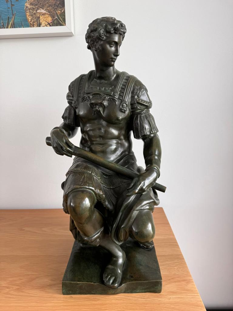 Zwaar bronzen beeld naar Michelangelo – Giuliano de’ Medici, Ophalen, Brons
