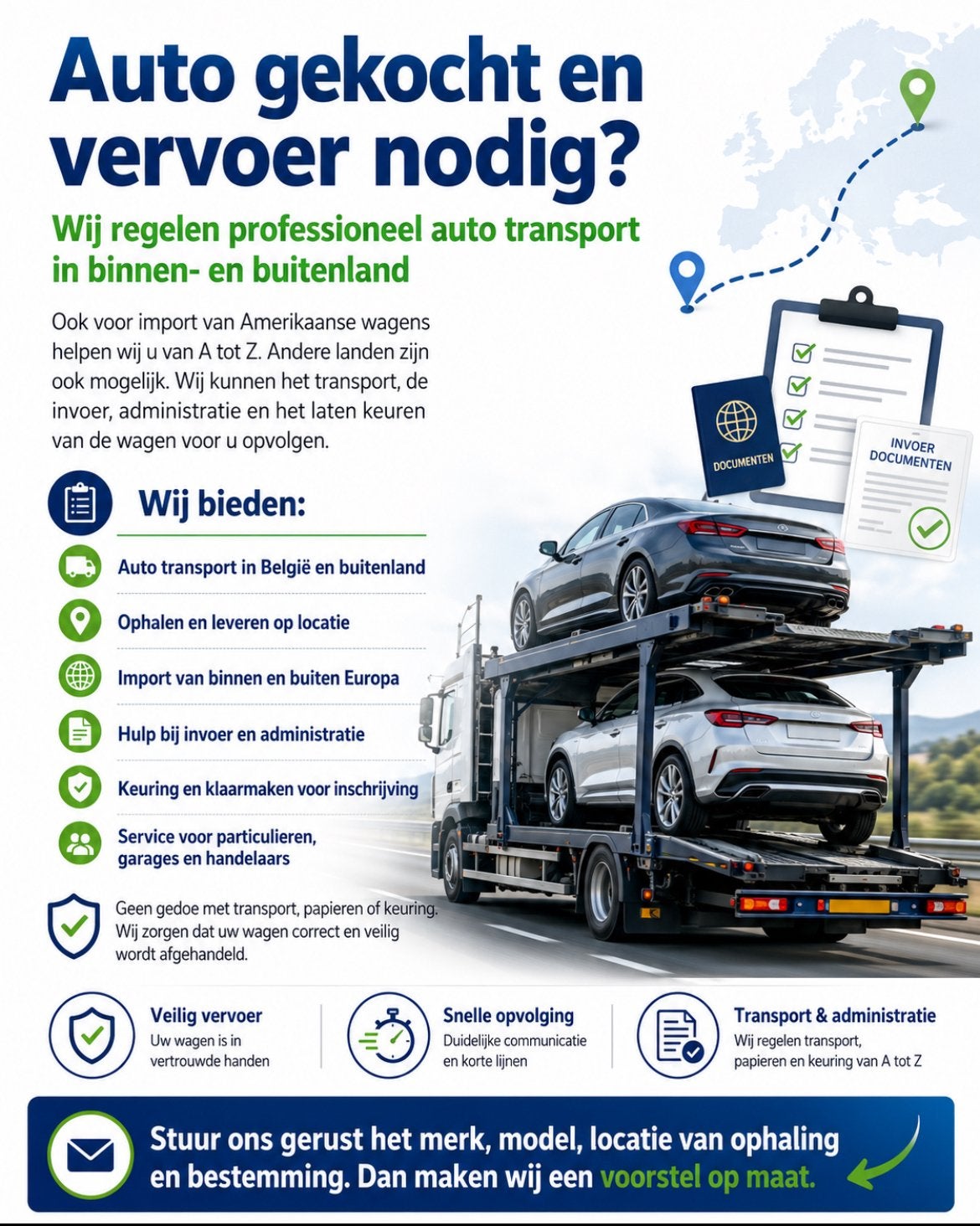 Auto transport & import alle wagens keuring inbegrepen, Auto diversen, Auto Inkoop