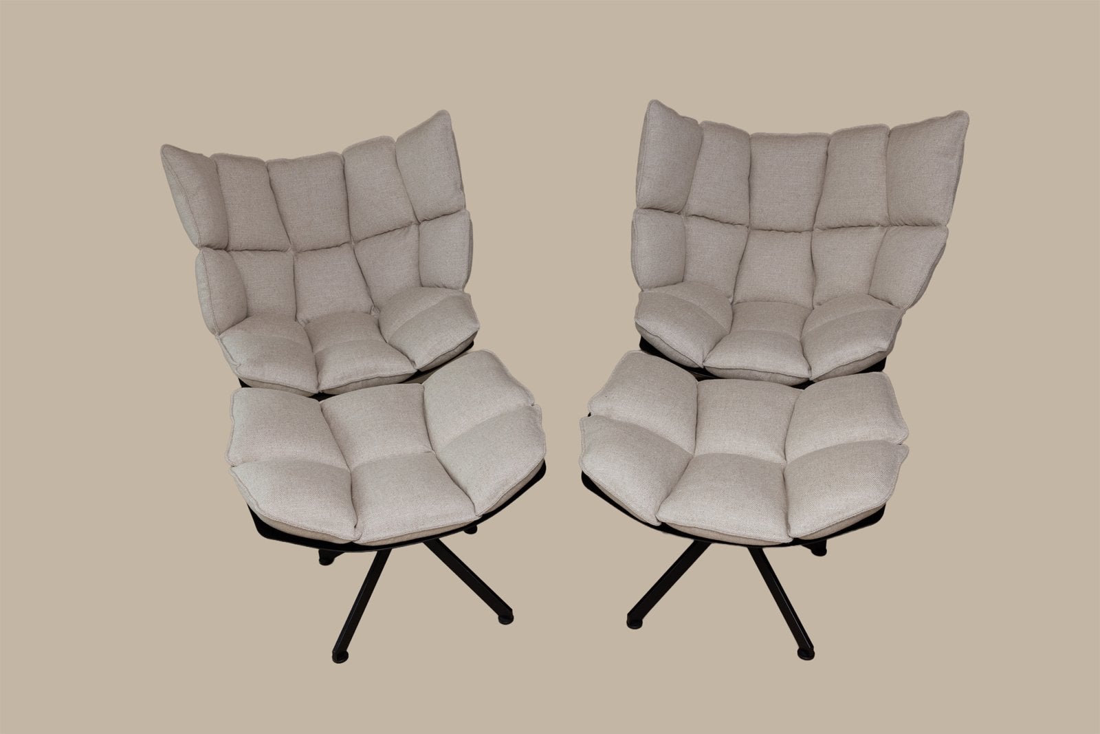 B&B Italia Husk chairs met voetenbankje zgan, Enlèvement ou Envoi, Comme neuf, Tissus