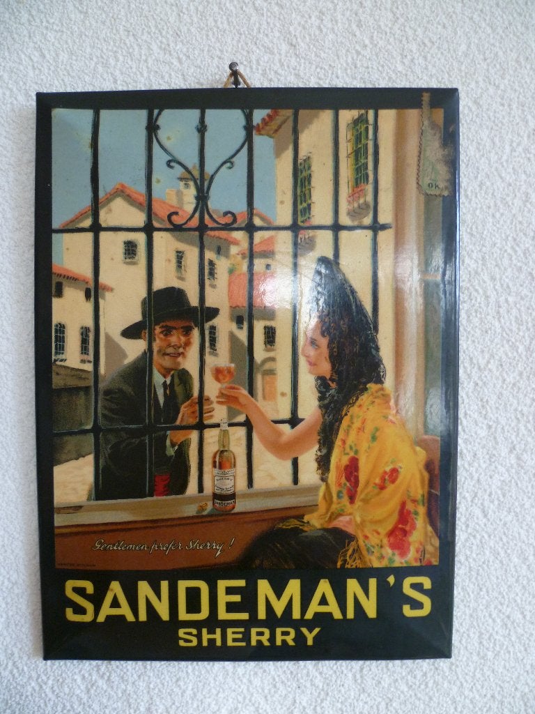 GLACOIDE RECLAME DISPLAY"SANDEMAN'S SHERRY"UIT JAREN 50/60, Verzamelen, Ophalen of Verzenden, Gebruikt, Reclamebord