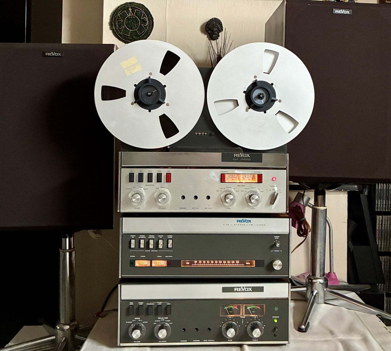 Superbe vintage Revox complet – A77, A76, A78, Forum B, NAB, Enlèvement, Magnétophone, Avec bandes