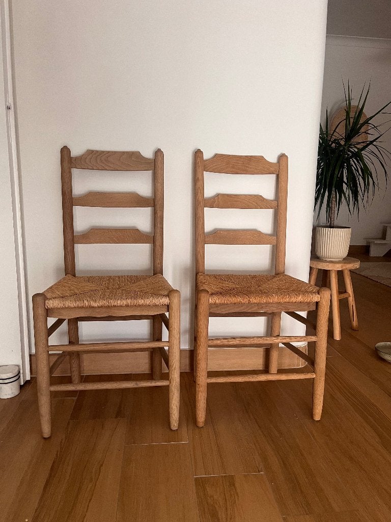 Rotan houten stoeltjes, Ophalen, Twee, Bruin, Zo goed als nieuw