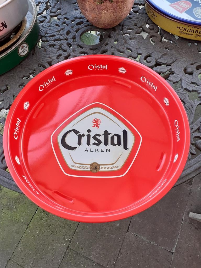 Cristal Alken bierplateau, Verzamelen, Ophalen of Verzenden, Zo goed als nieuw, Reclamebord, Plaat of Schild, Overige merken