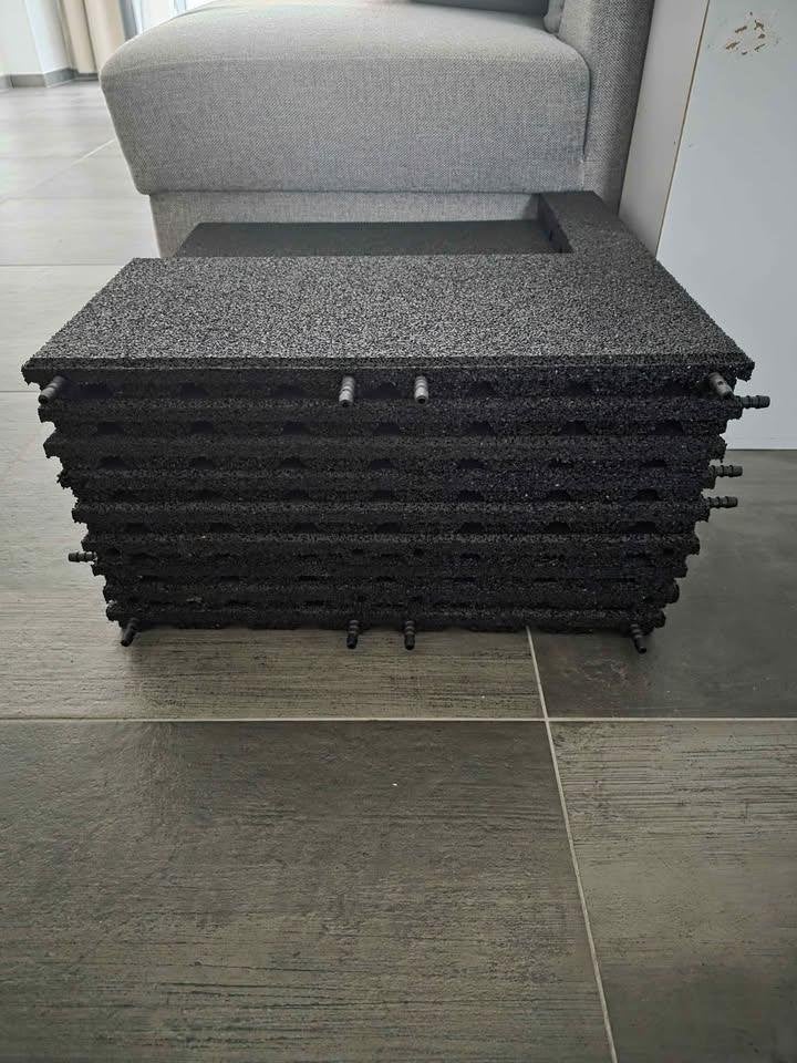 Rubberen fitnessvloertegels 50x50 cm – 8 stuks – 40 mm, Ophalen, Nieuw