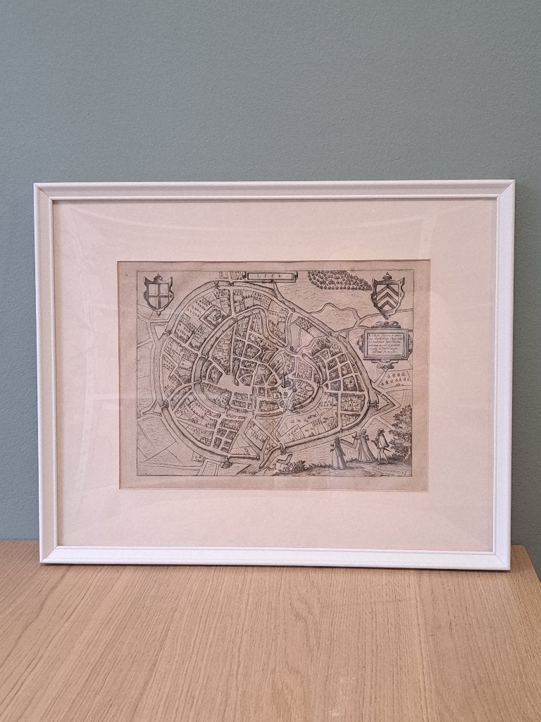17e-eeuwse kopergravure Stadsplan Lier (Guicciardini, 1615), Antiek en Kunst, 25 cm, Cartografie, 35 cm, Gravure