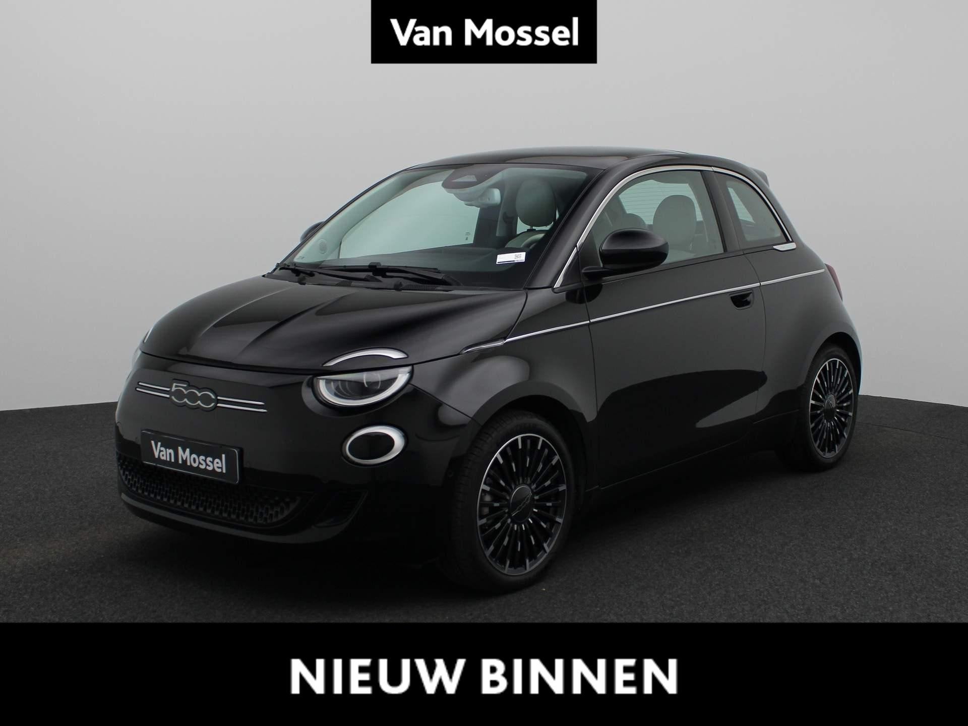 Fiat 500e 500e 42 kWh La Prima, Auto's, 4 zetels, Stof, https://public.car-pass.be/vhr/b9b069cf-6b34-4a97-8949-57f84fcfad9f, Zwart