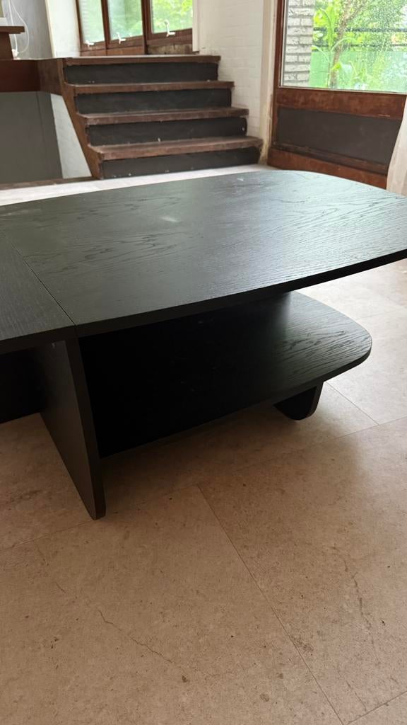 Zwarte eiken fineer salontafel, Huis en Inrichting, Ophalen, Gebruikt