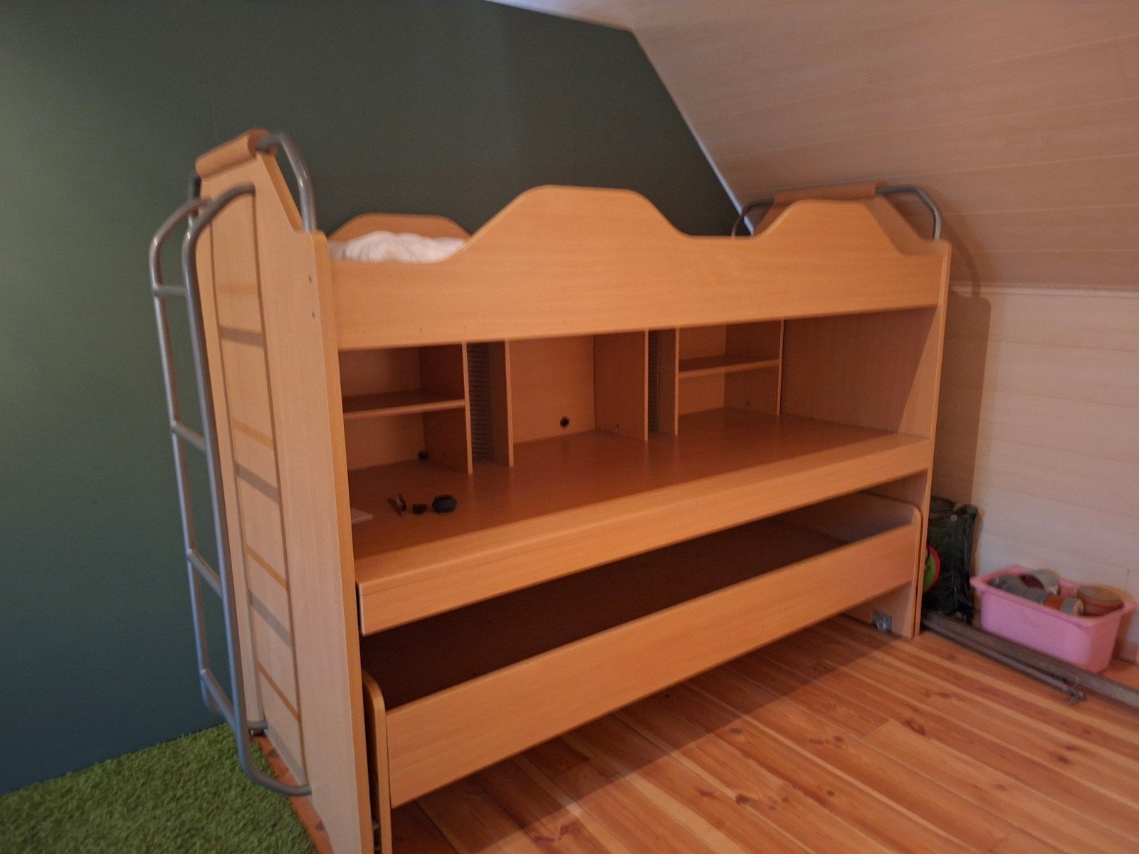 Stapelbed met bureau, Ophalen, Gebruikt, Stapelbed