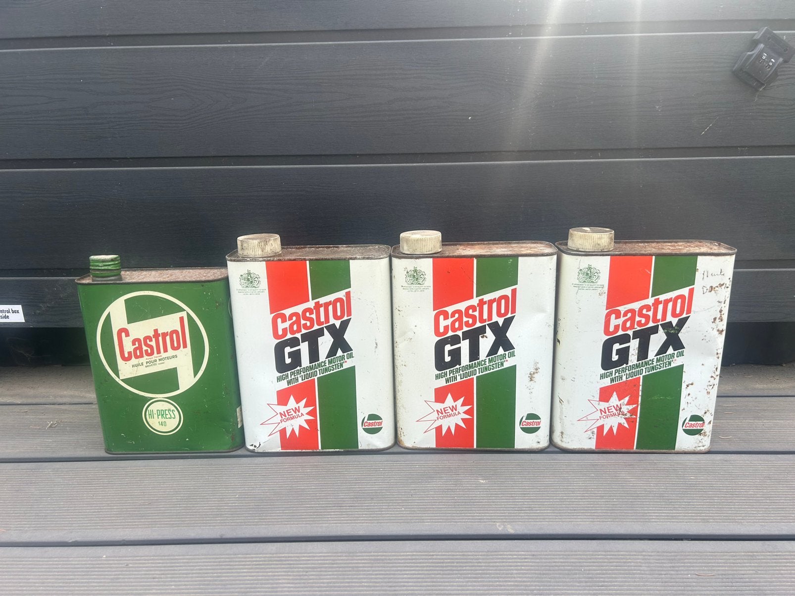 Lot de 4 bidons d’huile olieblik olie blik Castrol vintage, Collections, Marques & Objets publicitaires, Enlèvement ou Envoi