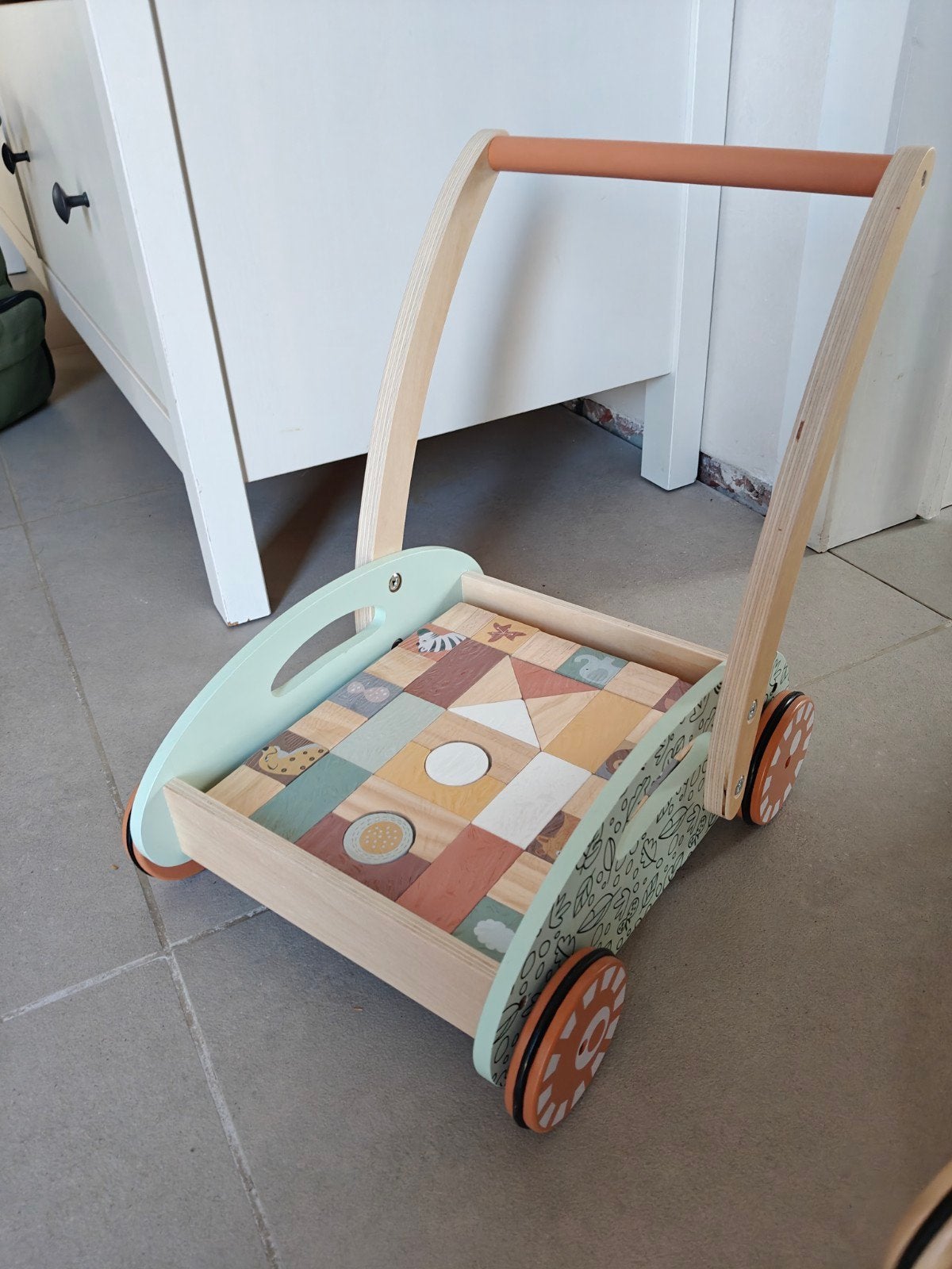 Loopwagen (blokjes in originele verpakking), Enlèvement, Comme neuf, Jouet à Pousser ou Tirer