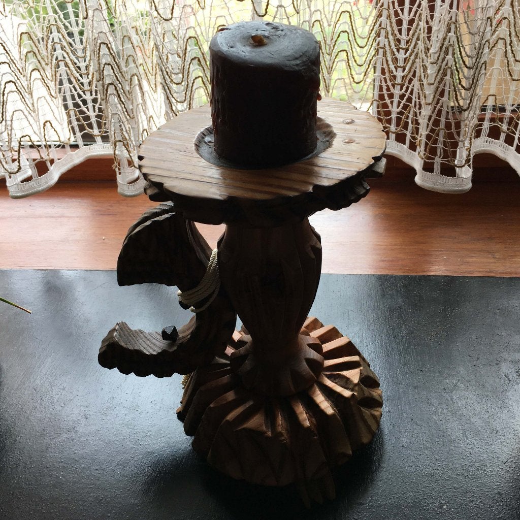 nouveau bougeoir en bois sculpté + bougie - parf.état, Neuf, Enlèvement ou Envoi, Brun, Bois