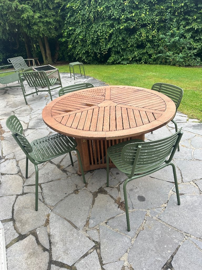 Table ronde en Teck, Enlèvement, Comme neuf, Rond, Bois