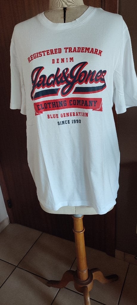 Witte T-shirts van Jack & Jones, Kleding | Heren, T-shirts, Zo goed als nieuw, Maat 52/54 (L), Wit, Ophalen of Verzenden
