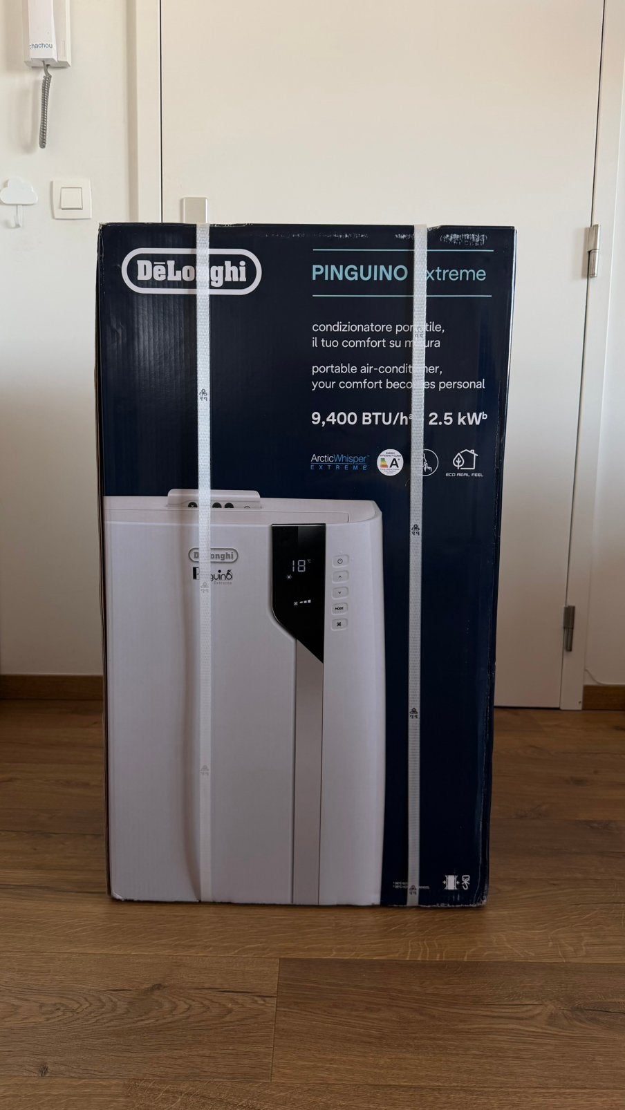 Climatiseur De'Longhi Pinguino PACEX93 Extreme – NEUF scellé, Classe énergétique A ou plus économe, 60 à 100 m³, Refroidissement et Déshumidification